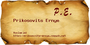 Prikosovits Ernye névjegykártya